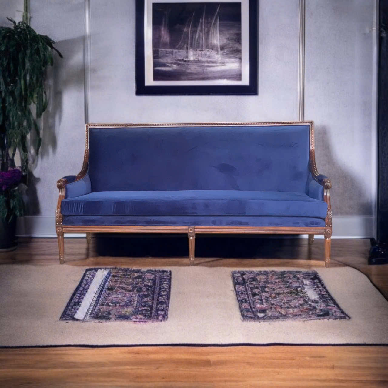BỘ SOFA TÂN CỔ ĐIỀN LOUIS 16- VẢI BỌC THEO YÊU CẦU